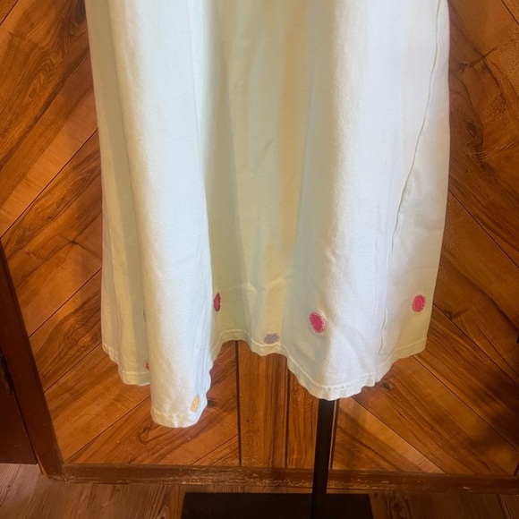 Vintage 90s Michael Simon Lite Medium Beaded T-Shirt Dress Turquoise Floral Midi - Picture 5 of 12